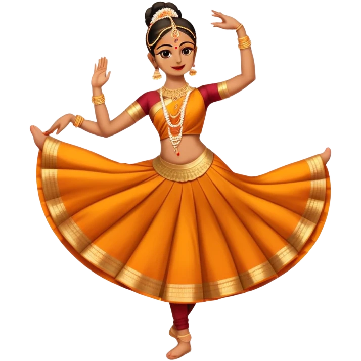 cinematic-realistic-bharatanatyam-dance-emoji,-depicted-as-an-elegant-classical-indian-dance-performance-with-graceful-poses,-intricate-costumes,-and-expressive-hand-gestures,-rendered-with-rich-textures-and-warm-dramatic-lighting, single dancer full body  emoji