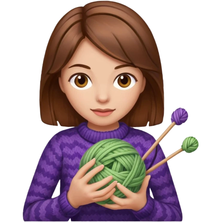  Woman with brown hair and highlights no glasses Knitting emoji emoji