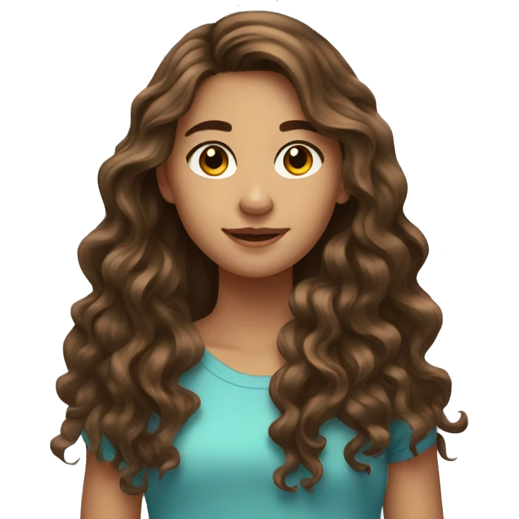 Pretty teen girl with long brown wavy hair emoji