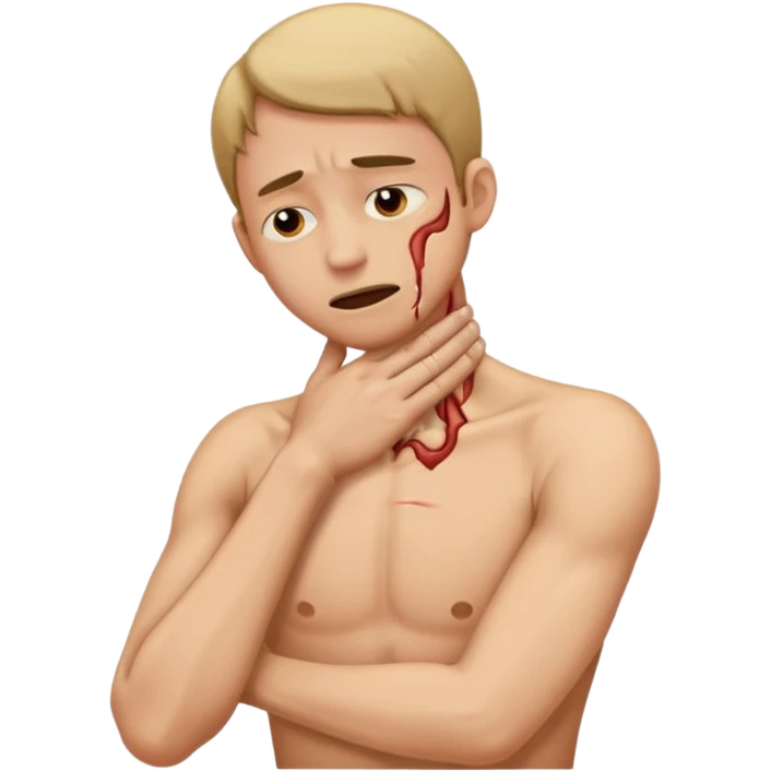 man with bent neck, pain emerging from the back of his neck emoji
