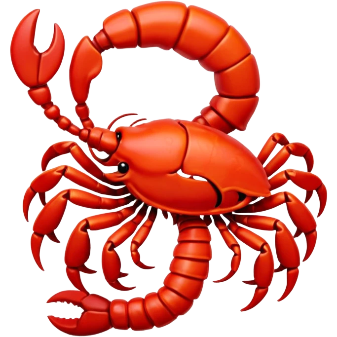 A 3D cartoon Scorpio zodiac sign in red, glossy texture, simple background, Memoji-style rendering. emoji