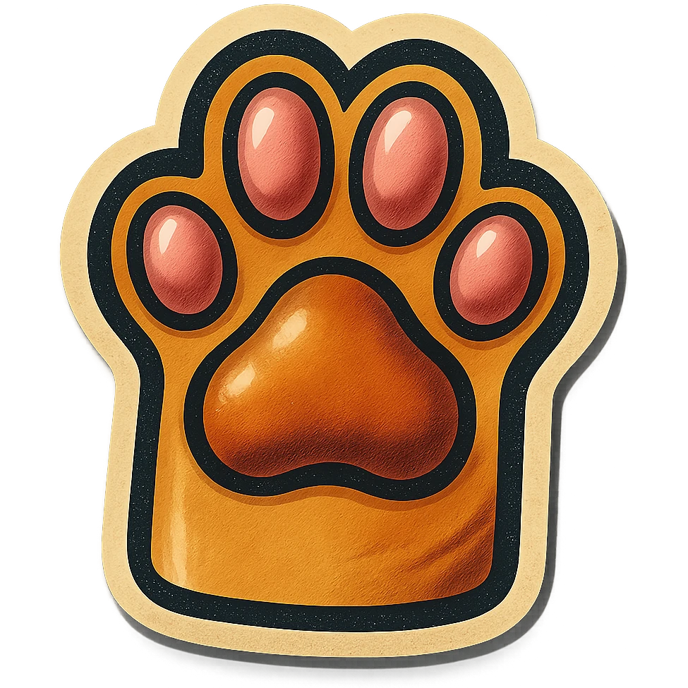 cat paw, bold outlines, vintage feel emoji