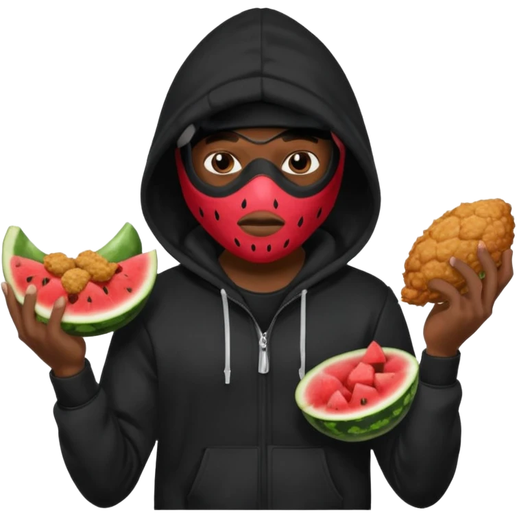 black guy, thug, ski mask, stealing, fried chicken and watermelon emoji
