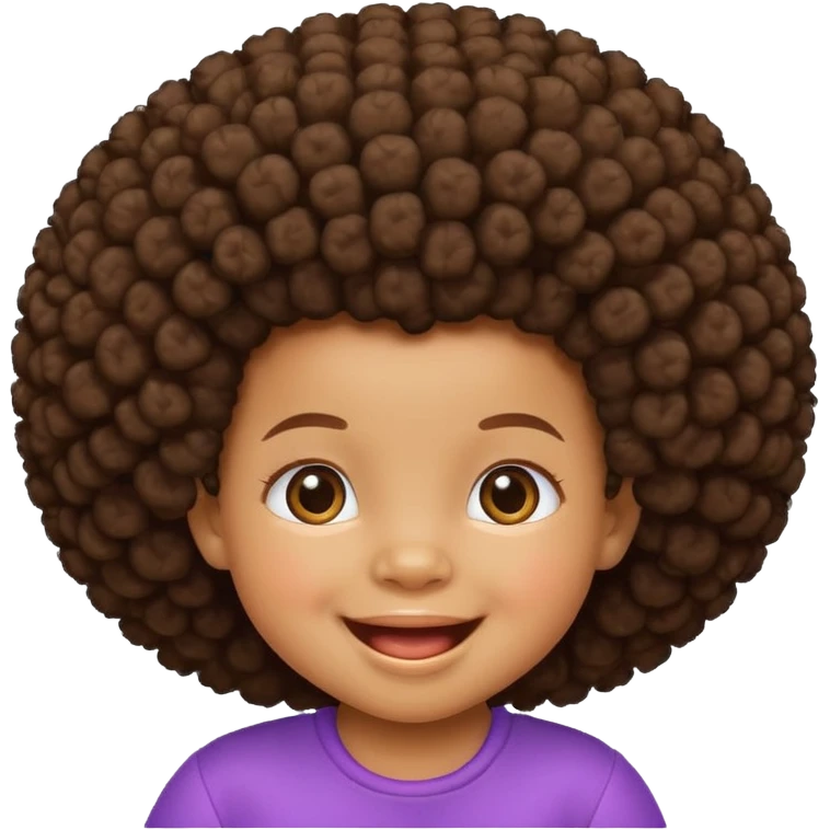 a smiling baby with a big afro emoji