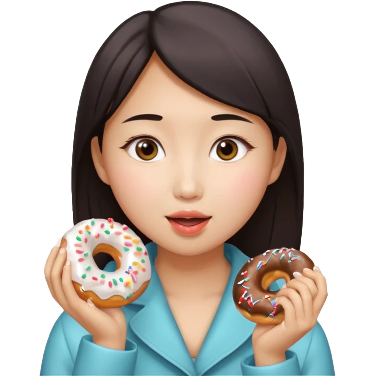 asian woman eating donut emoji