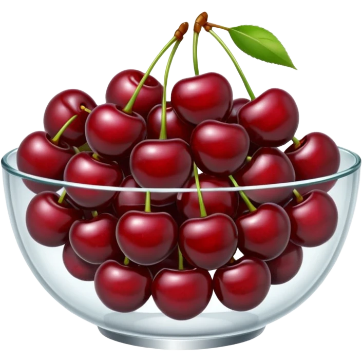 Clear Glass Bowl of dark red Cherries  emoji