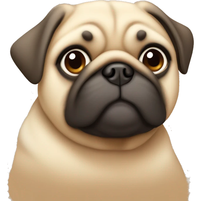chubby pug dog in light caramel color - in sitting position emoji