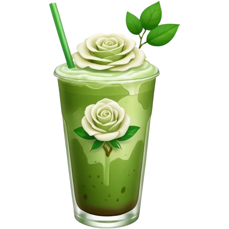 iced matcha latte white rose  emoji