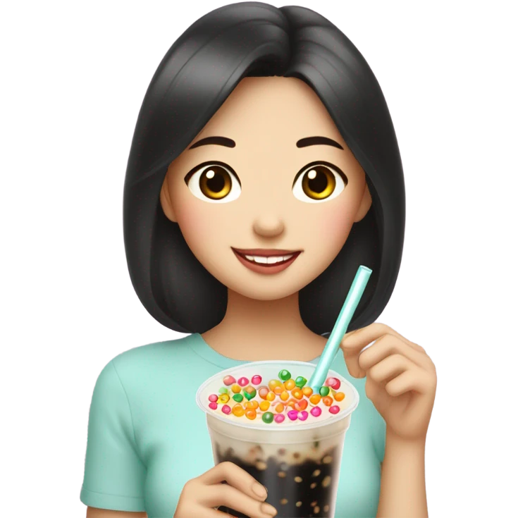 Boba with Asian girl drinking it emoji