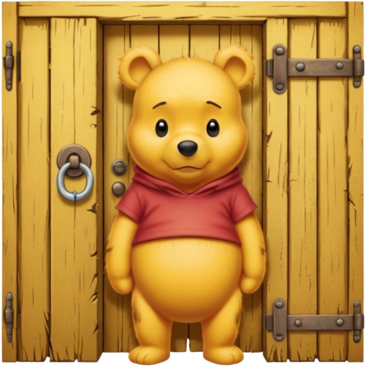 Winnie the Pooh at locked wooden door emoji