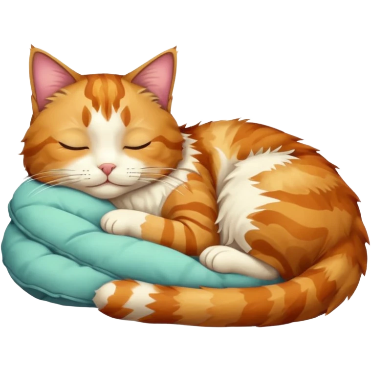 full body colourful light patched calico tabby cat sleeping emoji