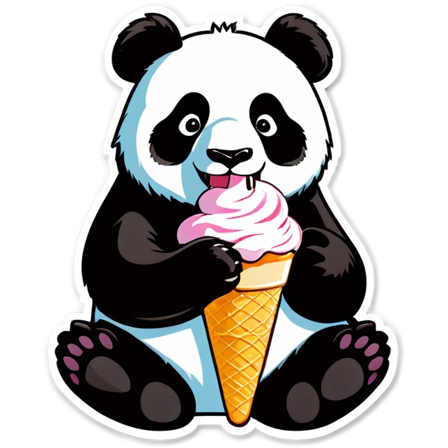 Panda eating ice cream emoji