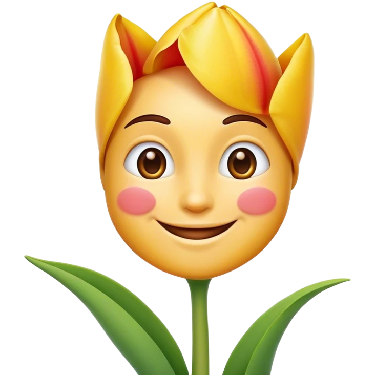 улыбающий смайлик с тюльпаном  emoji