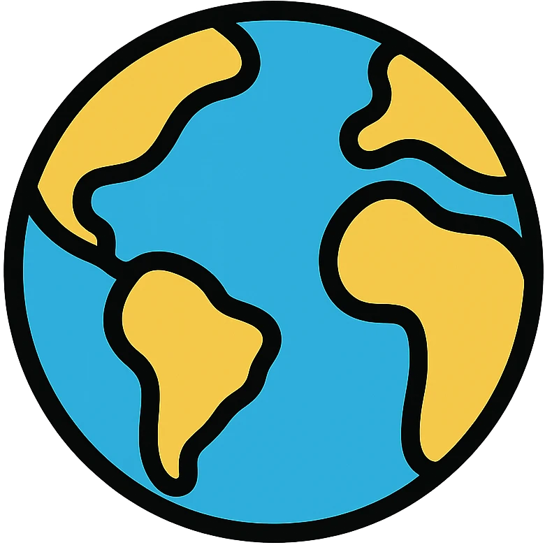 earth globe, colorful outline icon style emoji
