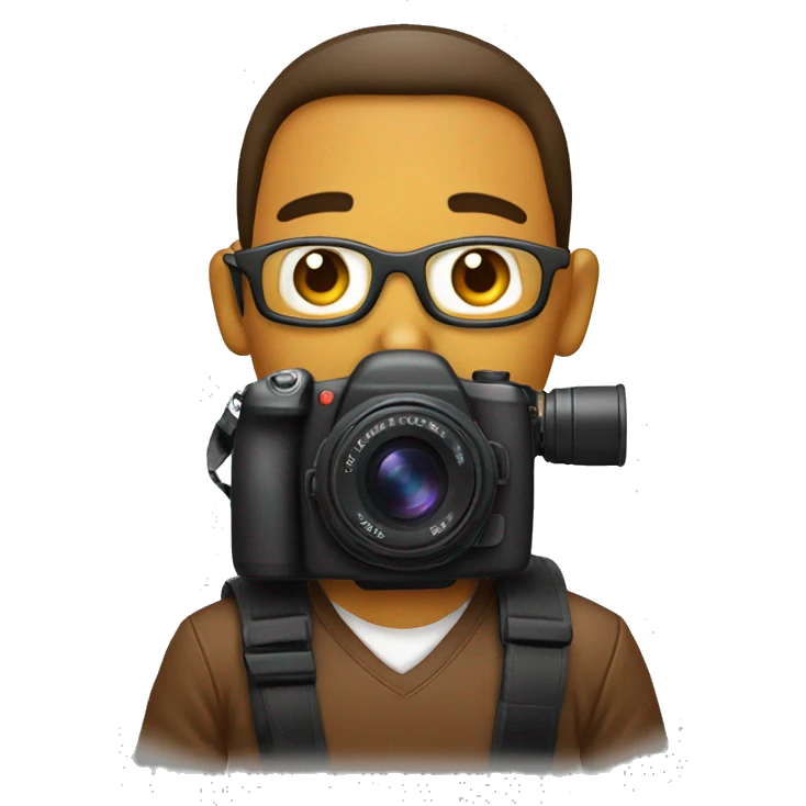 chico con un camara fotografica emoji
