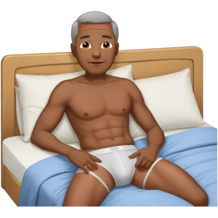okay now have a black guy older with a bulge behind his underwear in bed emoji
