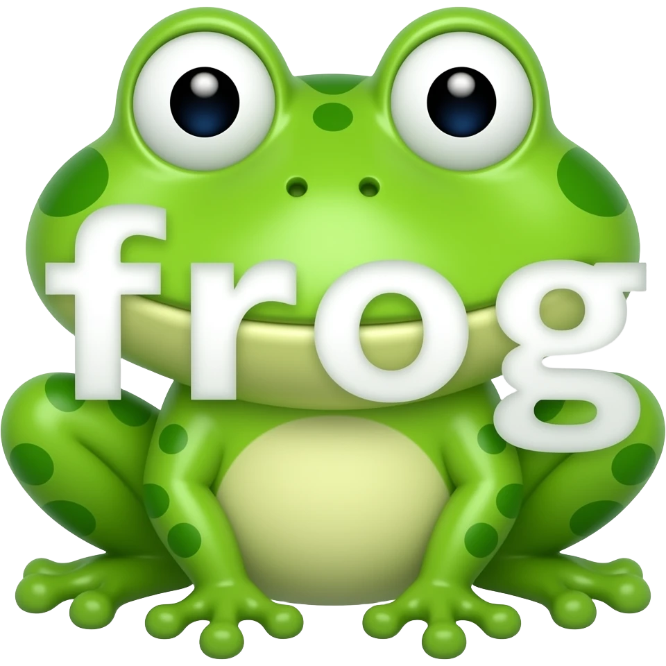 Cartoon frog and word that says frog emoji