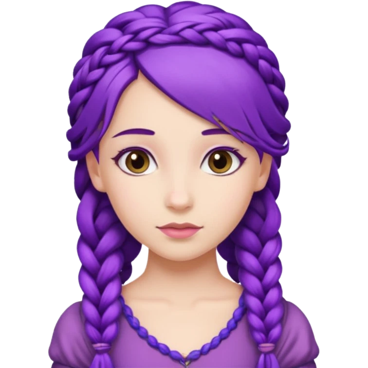 Princesses with Purple Hair with Long Purple Braid emoji