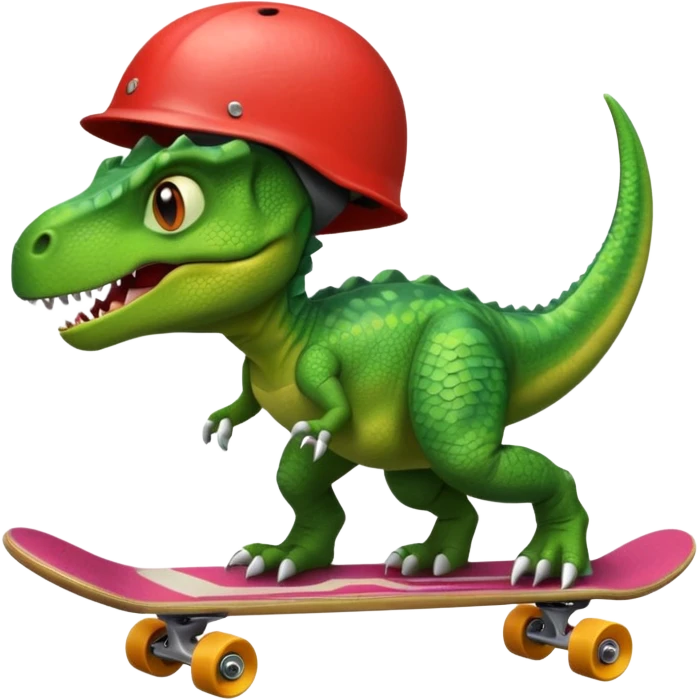 Dinosaur on a skateboard emoji