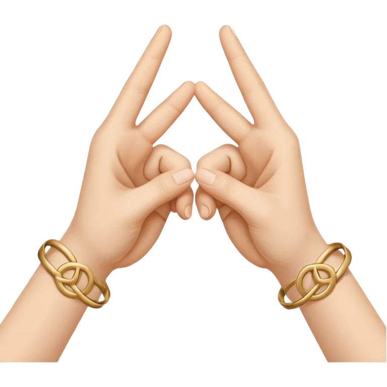 Two hands interlocking peace signs. Like two of these emojis ✌️ only horizontal. And they are locking with each other  emoji