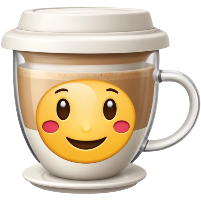cappuccino cup with a label and a lid, clear modern emoji style emoji
