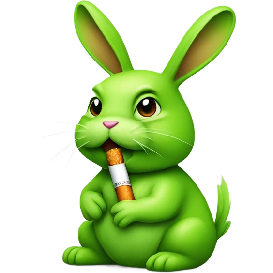 Lime green bunny wearing a backwards cap smoking a cigarette  emoji