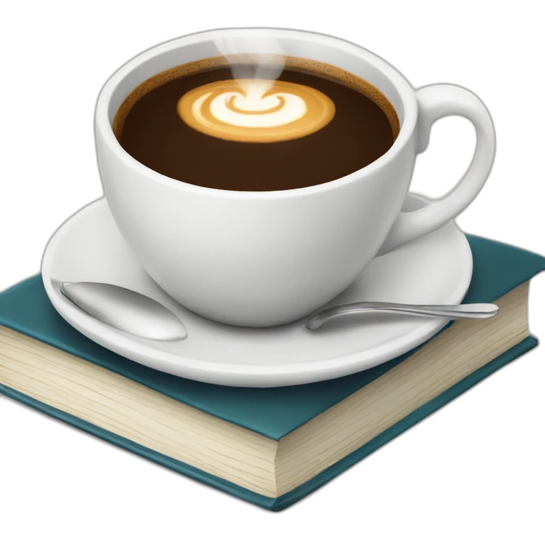 A cup of coffee on books emoji