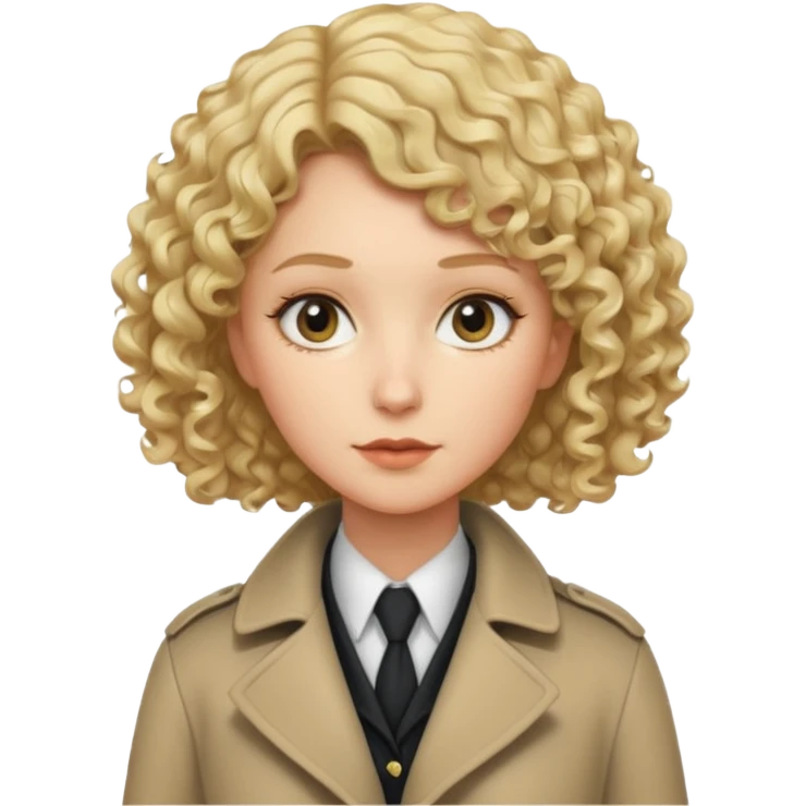detective woman in long coat, blond short curly hair, white skin emoji