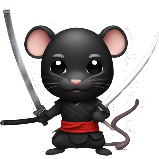ninja black skin rat with katana emoji