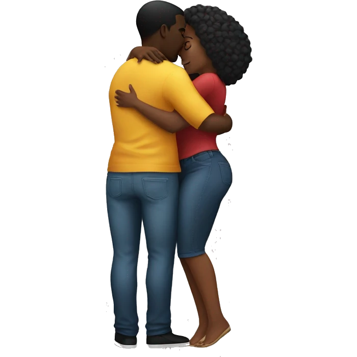 black couple hugging. The black woman with a big bum emoji