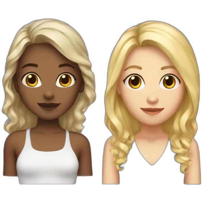 two girl friends one with blond hair another with dark wavy hair emoji