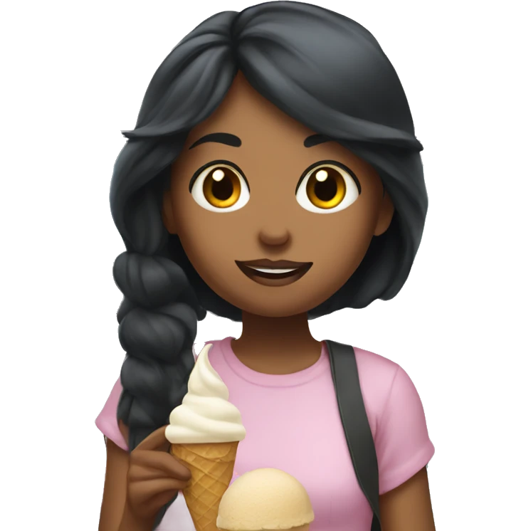 girl with black hair in an ice cream truck emoji