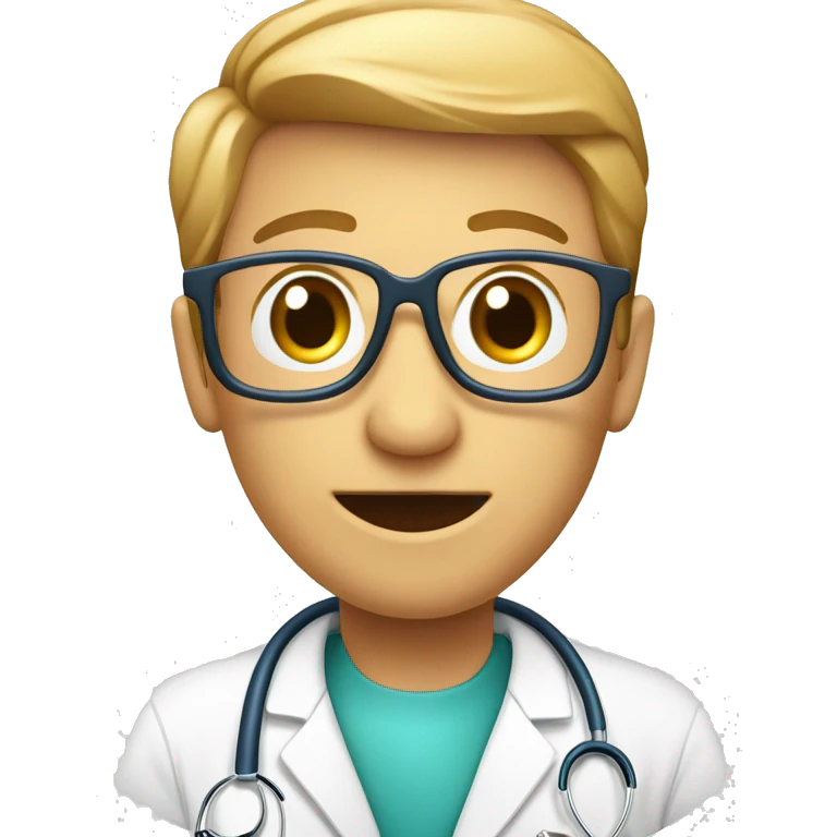 Médico de óculos fazendo coração com a mão emoji