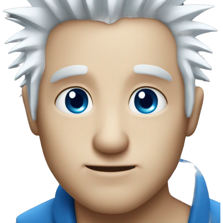 spiky white hair and blue eyes emoji