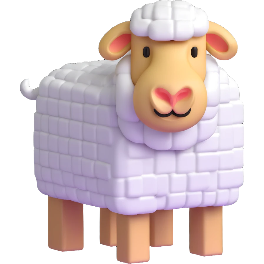 square blocky Minecraft style sheep emoji