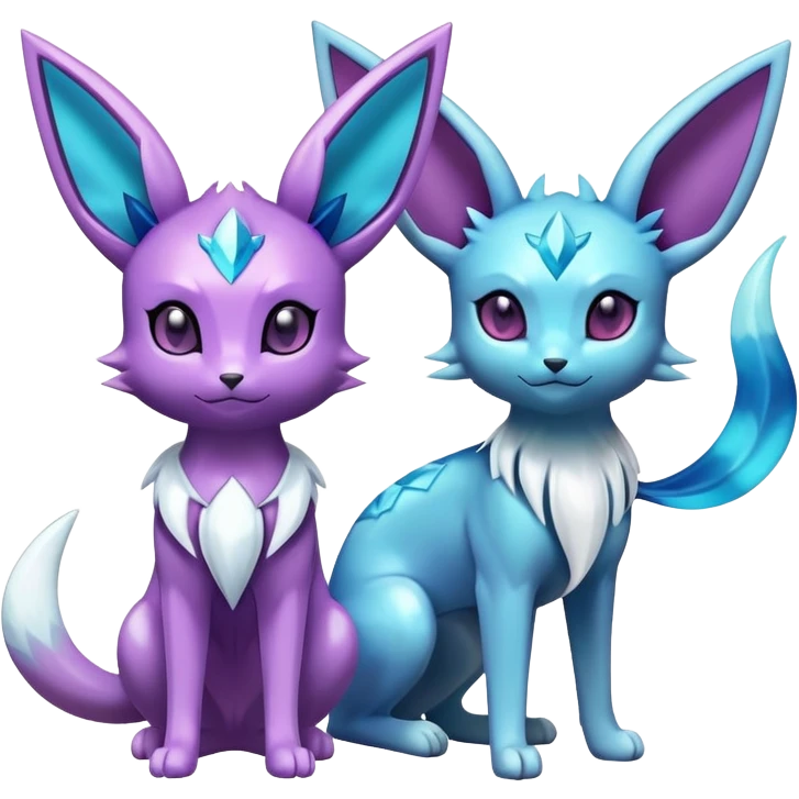Shiny colorful Glaceon Espeon Pokémon emoji