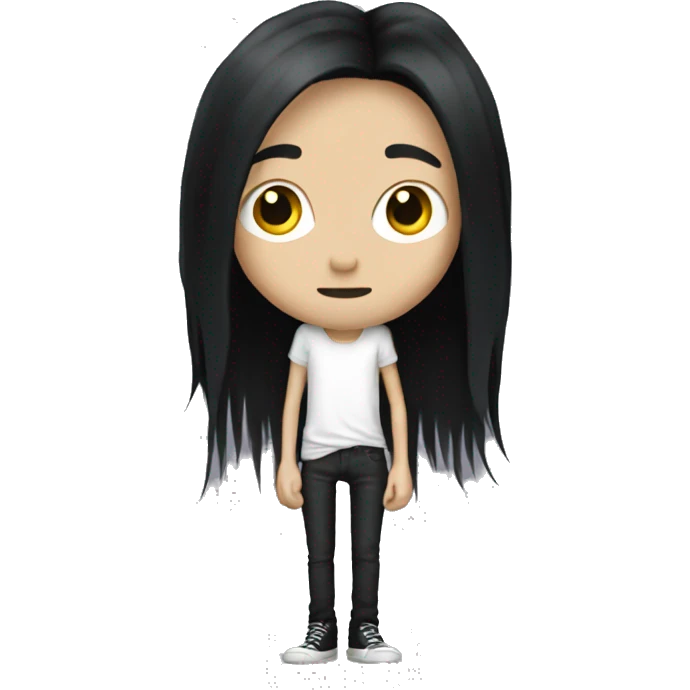 Skinny pale rockstar with long black hair emoji