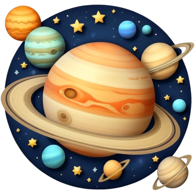 outer space with planets and stars emoji