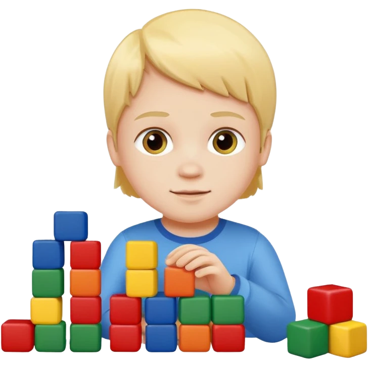 child stacking colorful blocks emoji