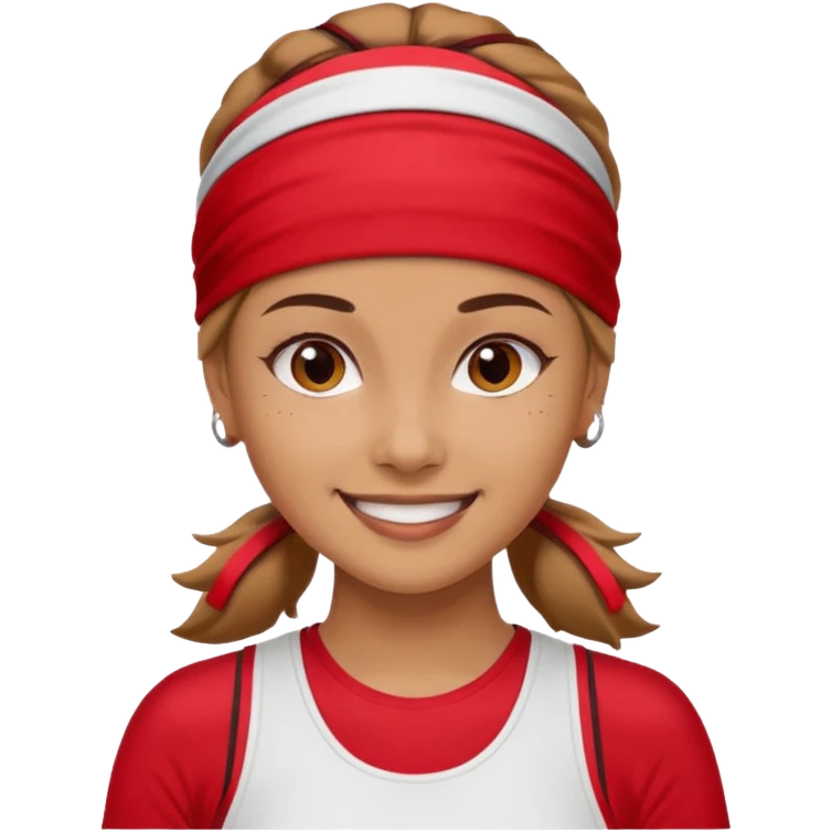 Woman with red headband and sporty outfit emoji