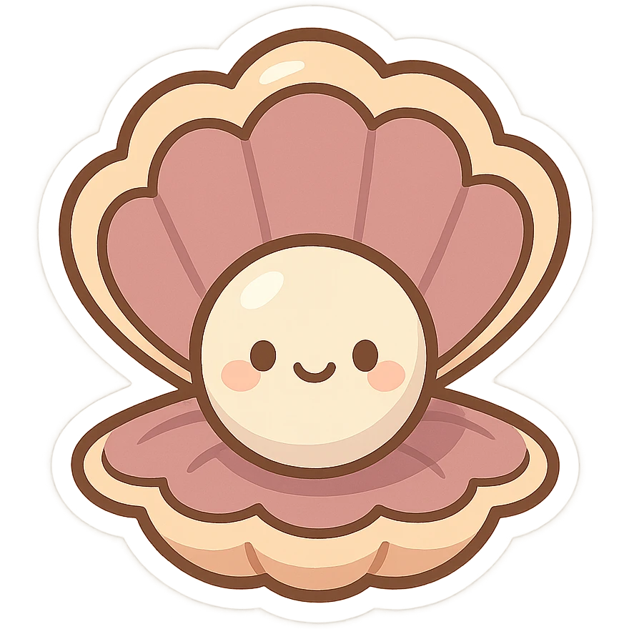 一个可爱的贝壳，贝壳里有一棵珍珠 emoji