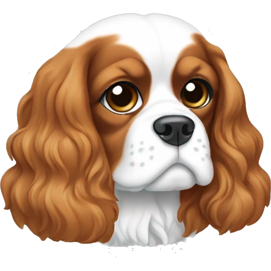 I need a face of my cavalier king charles spaniel dog. Colors white and light brown.  emoji