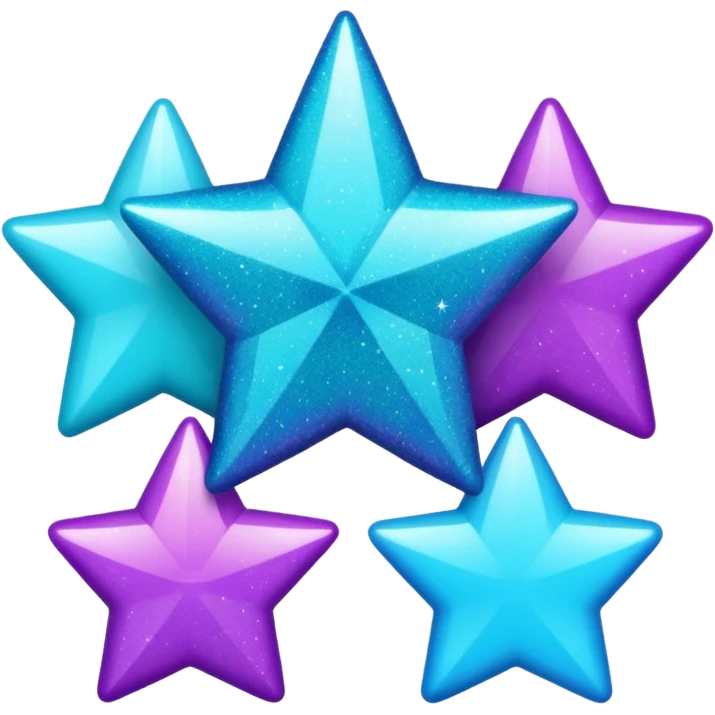 glitter purple and cian 3 stars emoji