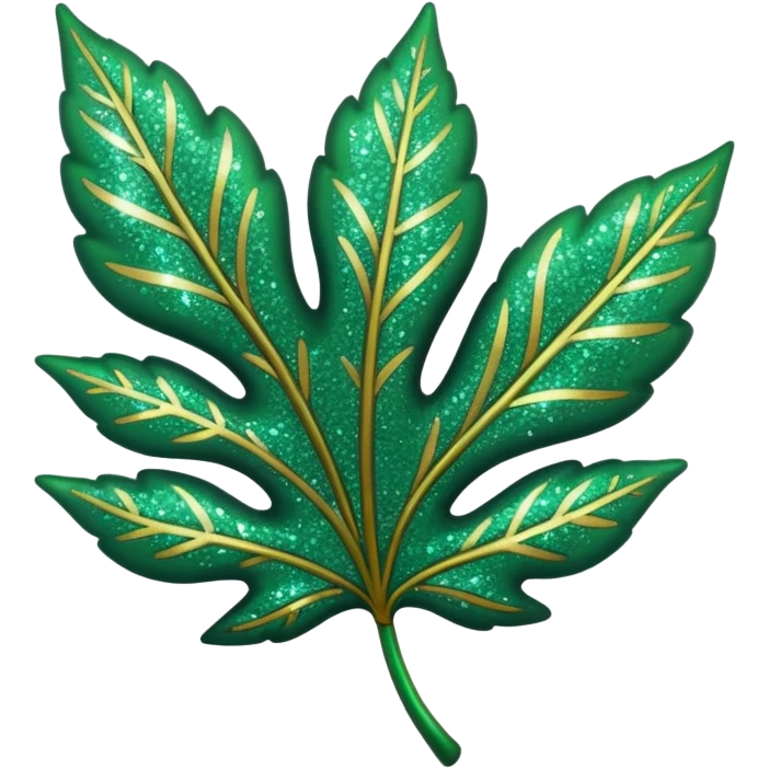 A glittery green leaf emoji