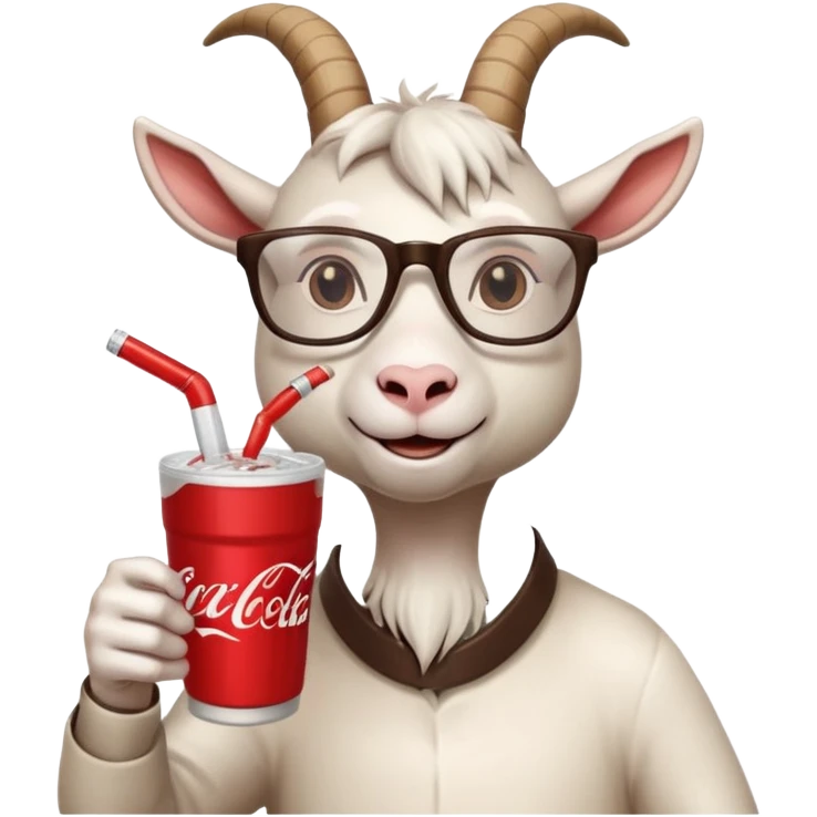 Goat woth glasses drinking lean from a white double cup with a coca-cola logo emoji