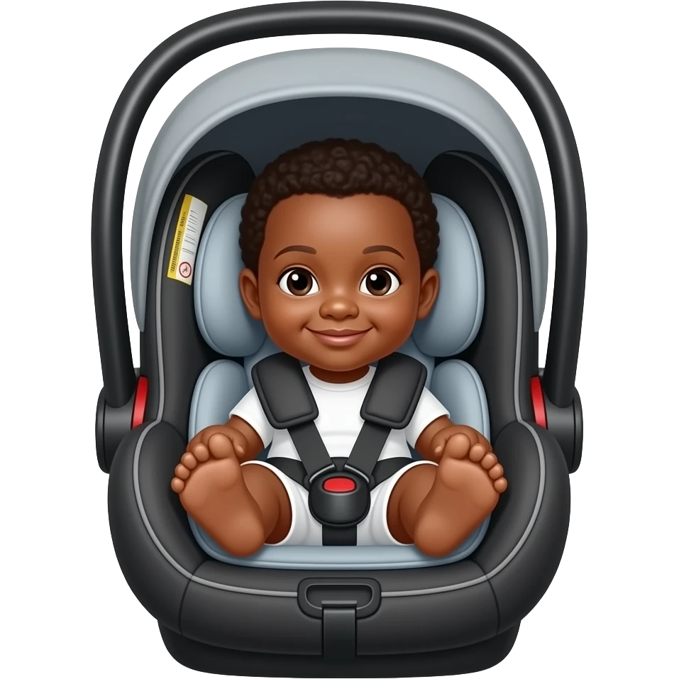 Infant car seat with African American  baby emoji
