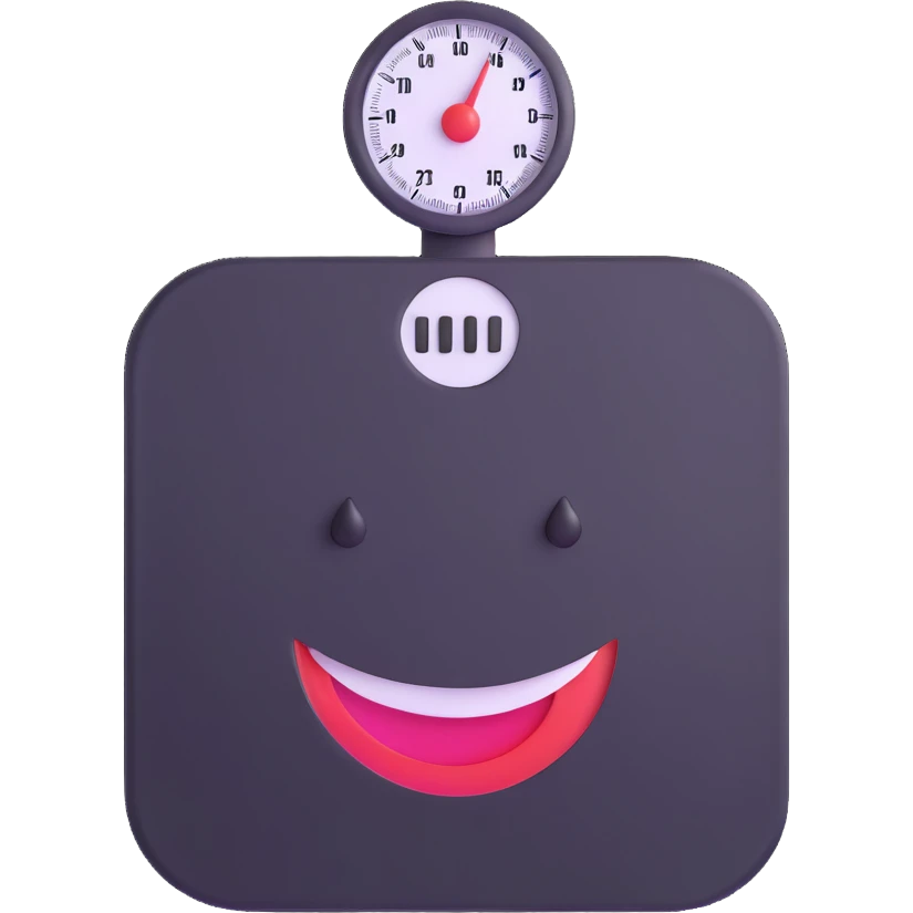 bathroom scale with a big happy face in the center emoji
