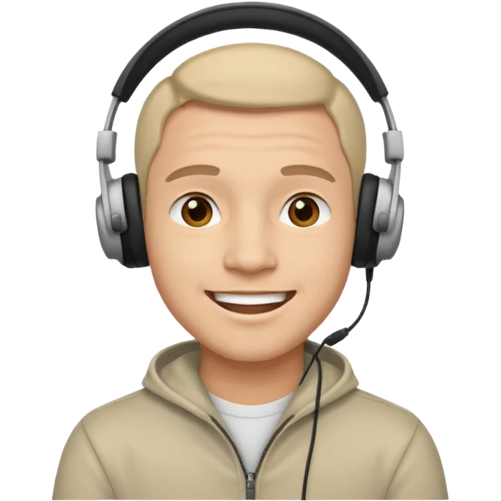 Happy man with headphones emoji