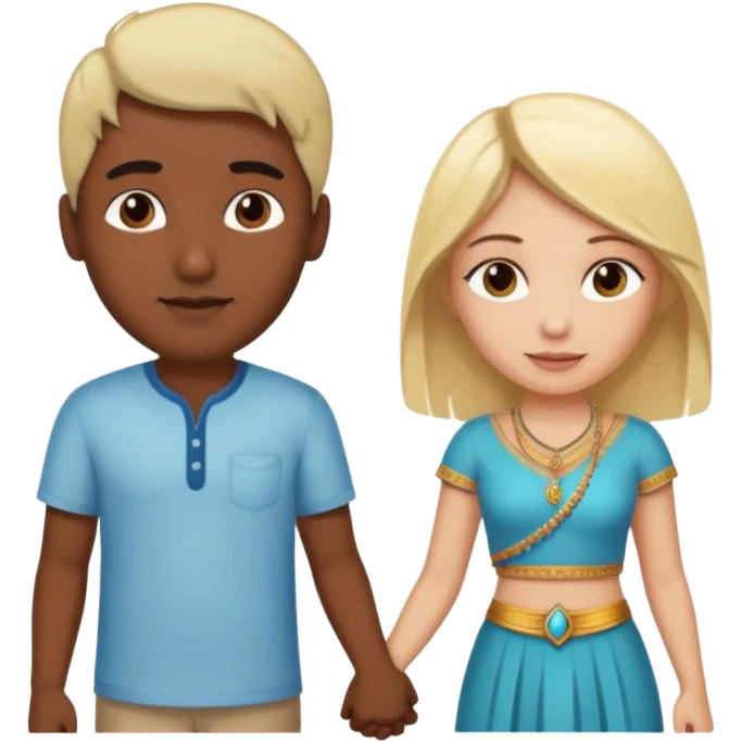 Indian man and blonde woman holding hands emoji