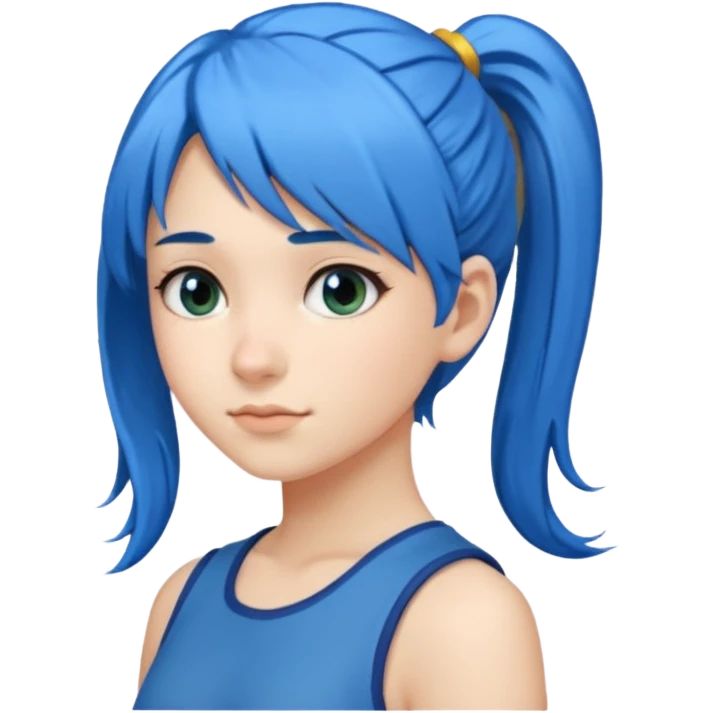 chica con pelo azul colita de costado emoji
